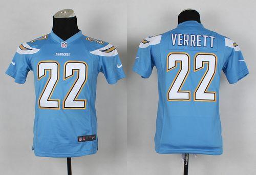 Nike Chargers #22 Jason Verrett Electric Blue Alternate Youth Stitched NFL New Elite Jersey