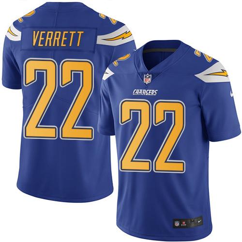 Nike Chargers #22 Jason Verrett Electric Blue Youth Stitched NFL Limited Rush Jersey