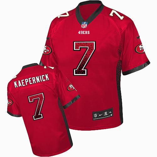 Nike 49ers #7 Colin Kaepernick Red Team Color Youth Stitched NFL Elite Drift Fashion Jersey