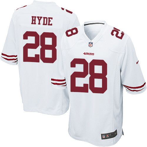 Nike 49ers #28 Carlos Hyde White Youth Stitched NFL Elite Jersey