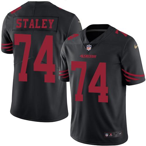 Nike 49ers #74 Joe Staley Black Youth Stitched NFL Limited Rush Jersey