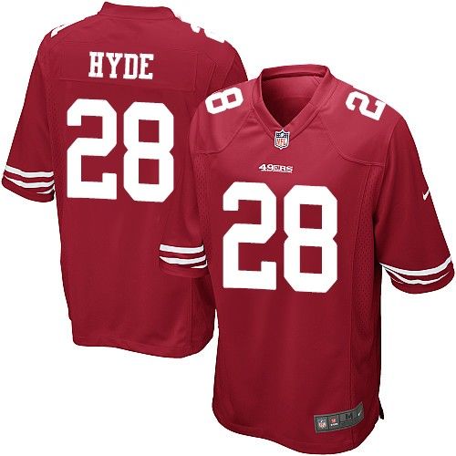 Nike 49ers #28 Carlos Hyde Red Team Color Youth Stitched NFL Elite Jersey