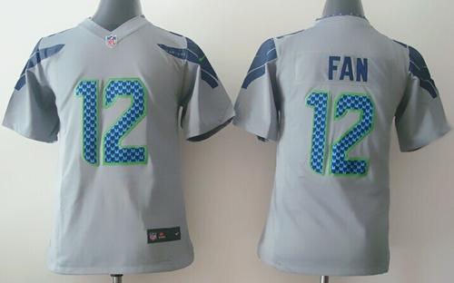 Nike Seahawks #12 Fan Grey Alternate Youth Stitched NFL Elite Jersey