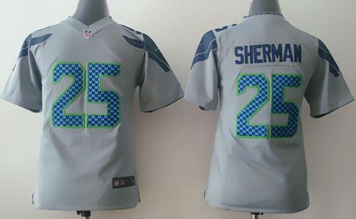 Nike Seahawks #25 Richard Sherman Grey Alternate Youth Stitched NFL Elite Jersey