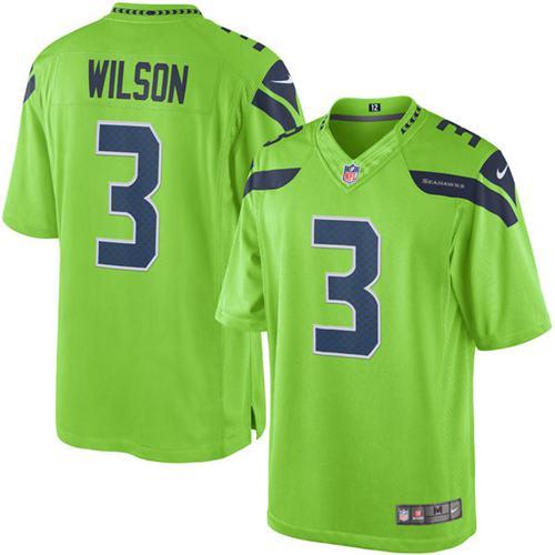 Nike Seahawks #3 Russell Wilson Green Youth Stitched NFL Limited Rush Jersey