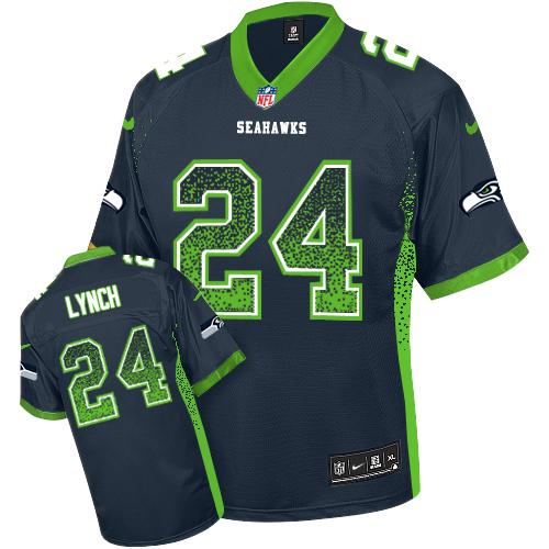 Nike Seahawks #24 Marshawn Lynch Steel Blue Team Color Youth Stitched NFL Elite Drift Fashion Jersey