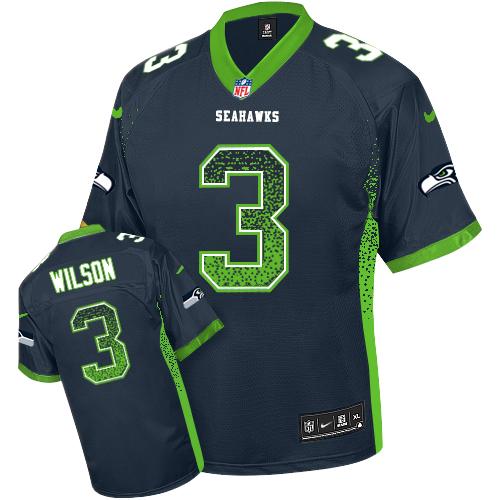 Nike Seahawks #3 Russell Wilson Steel Blue Team Color Youth Stitched NFL Elite Drift Fashion Jersey