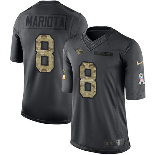 Nike Titans #8 Marcus Mariota Black Youth Stitched NFL Limited 2016 Salute to Service Jersey