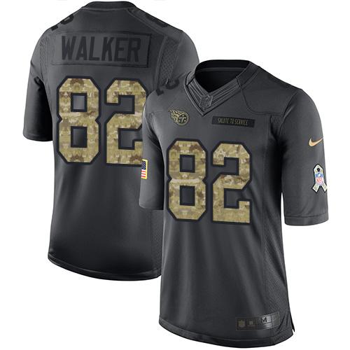 Nike Titans #82 Delanie Walker Black Youth Stitched NFL Limited 2016 Salute to Service Jersey