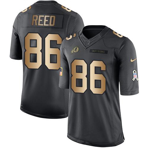 Nike Redskins #86 Jordan Reed Black Youth Stitched NFL Limited Gold Salute to Service Jersey