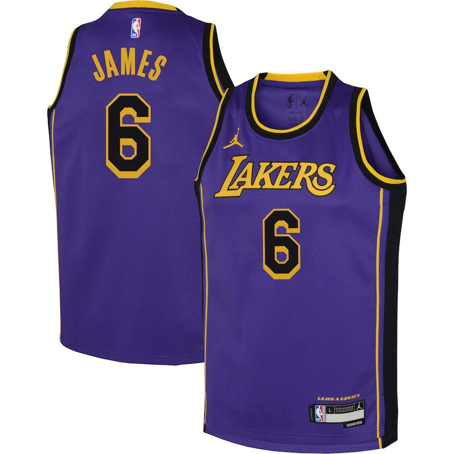 Toddler Lakers #6 LeBron James 2022/23 Swingman Statement Edition Purple Stitched NBA Jersey