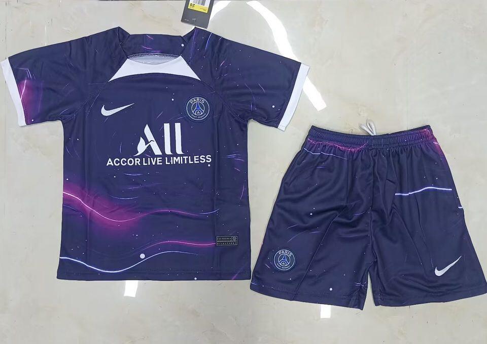 Youth Paris Saint-Germain 2023 Purple Soccer Jersey Suit
