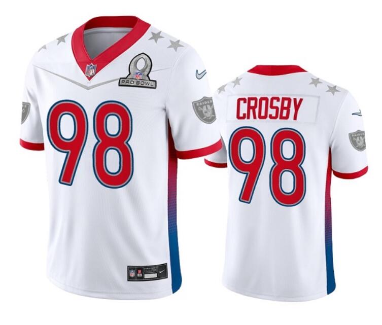 Youth Oakland Raiders #98 Maxx Crosby White Pro Bowl Stitched Jersey