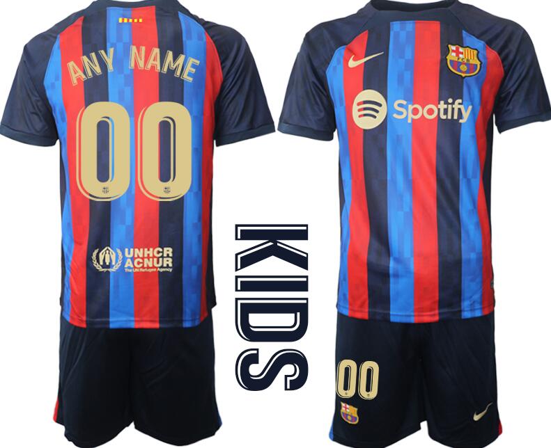 Barcelona Custom Home Kid Soccer Club Jersey