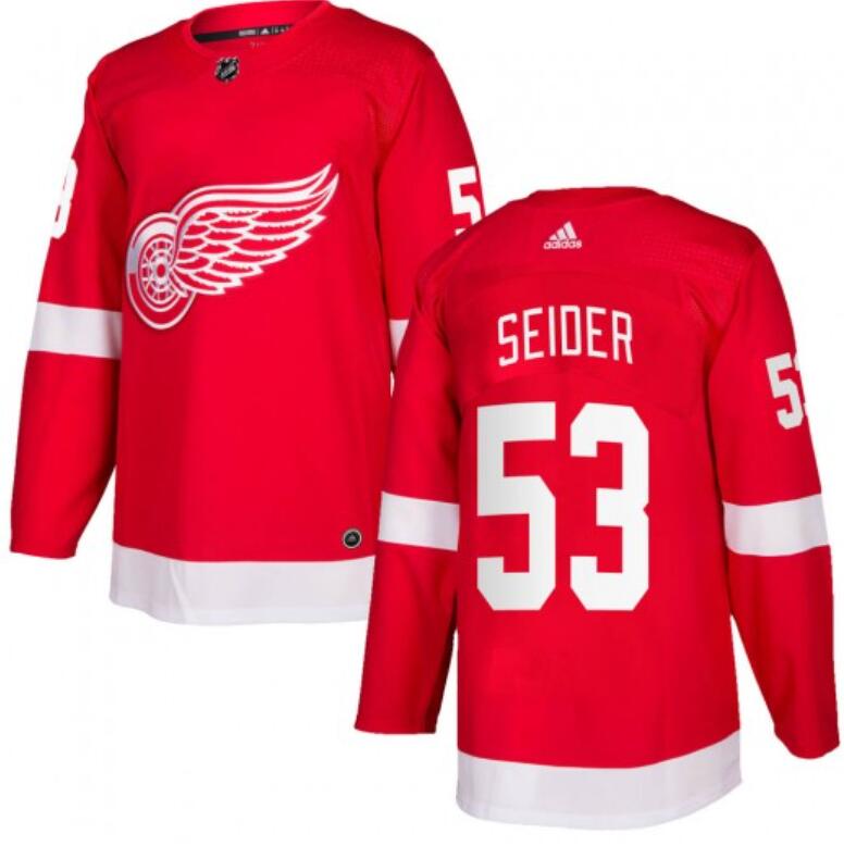 Youth's Detroit Red Wings #53 Moritz Seider Red Stitched Jersey