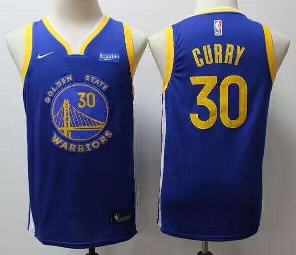 Youth Warriors #30 Stephen Curry Blue Stitched NBA Jersey