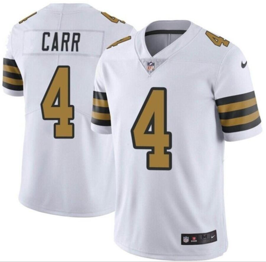 Youth New Orleans Saints #4 Derek Carr White Limited Rush Stitched Jersey