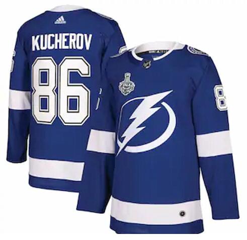 Youth Adidas Tampa Bay Lightning #86 Nikita Kucherov Blue Stanley Cup Finals Blue Stitched Jersey