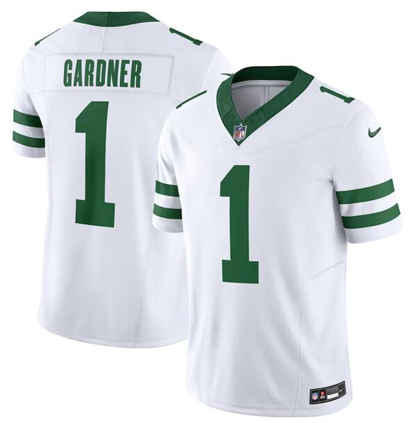 Youth New York Jets #1 Ahmad Sauce Gardner White 2023 F.U.S.E. Vapor Limited Throwback Stitched Football Jersey