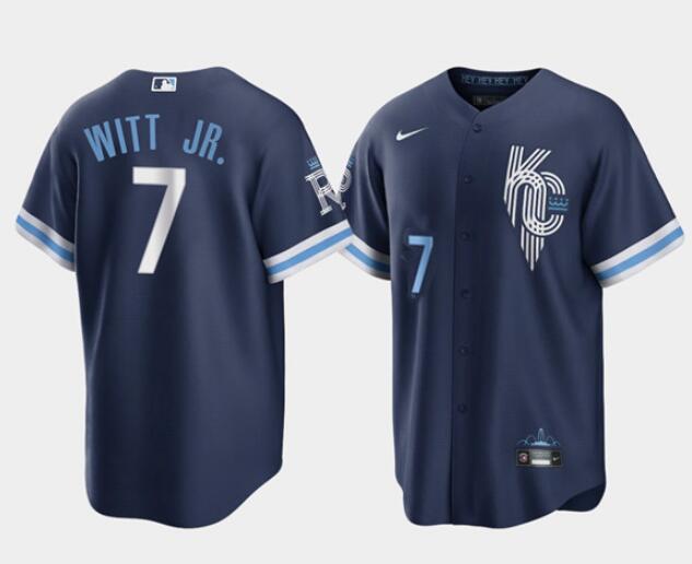 Toddler Royals #7 Bobby Witt Jr. 2022 Navy City Connect Cool Base Stitched Jersey