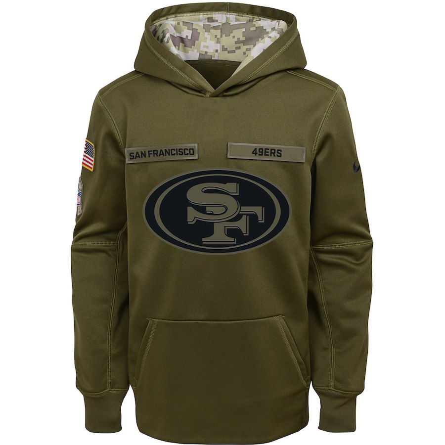 Youth San Francisco 49ers Olive Salute To Service Pullover Performance ...