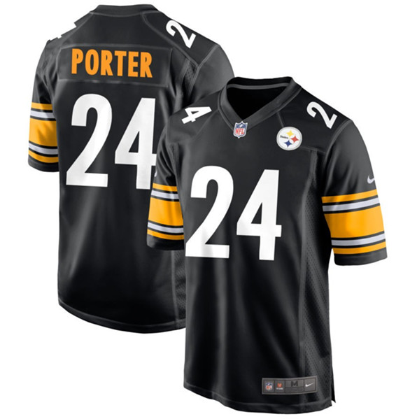 Youth Pittsburgh Steelers #24 Joey Porter Jr. Black Stitched Game Jersey