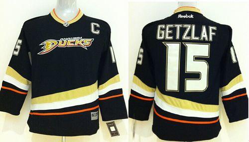 Ducks #15 Ryan Getzlaf Black Youth Stitched NHL Jersey