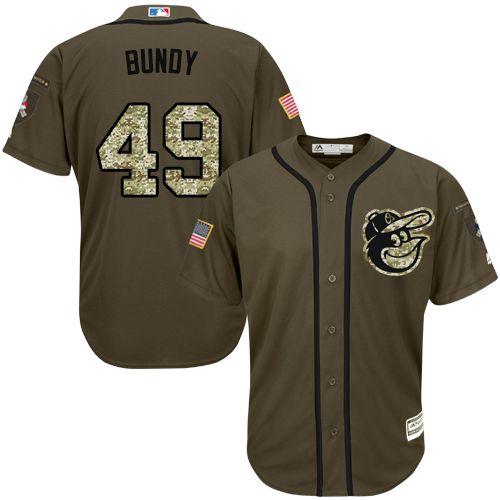 Orioles #49 Dylan Bundy Green Salute to Service Stitched Youth MLB Jersey
