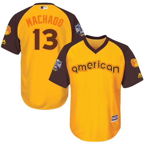 Orioles #13 Manny Machado Gold 2016 All-Star American League Stitched Youth MLB Jersey
