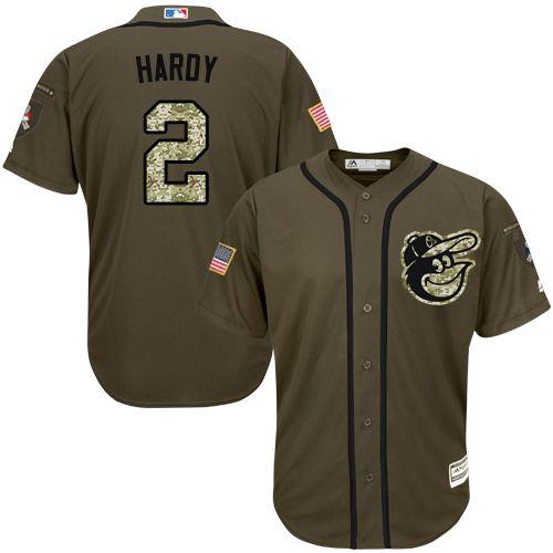 Orioles #2 J.J. Hardy Green Salute to Service Stitched Youth MLB Jersey
