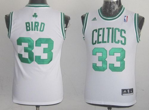 Celtics #33 Larry Bird White Throwback Stitched Youth NBA Jersey