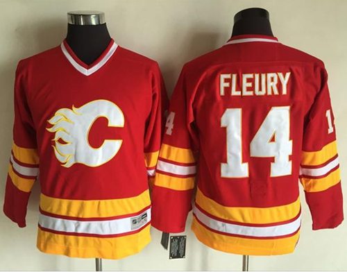 Flames #14 Theoren Fleury Red CCM Throwback Stitched Youth NHL Jersey