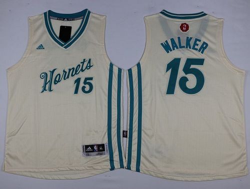 Hornets #15 Kemba Walker Cream 2015-2016 Christmas Day Stitched Youth NBA Jersey