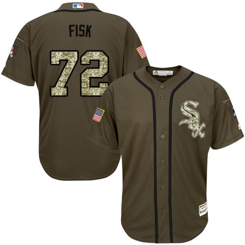 White Sox #72 Carlton Fisk Green Salute to Service Stitched Youth MLB Jersey