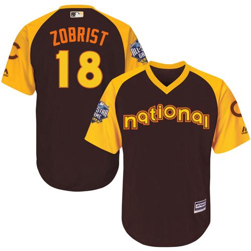 Cubs #18 Ben Zobrist Brown 2016 All-Star National League Stitched Youth MLB Jersey