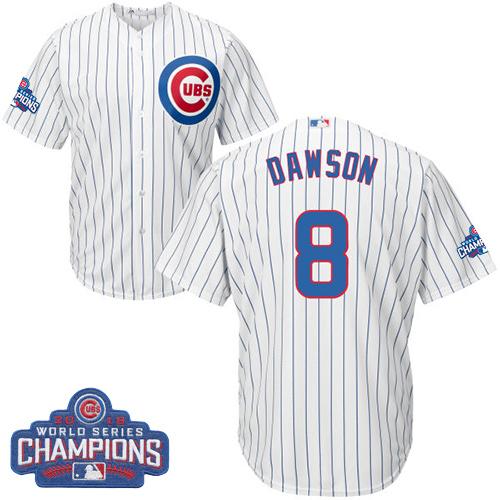 Cubs #8 Andre Dawson White Home 2016 World Series Champions Stitched Youth MLB Jersey