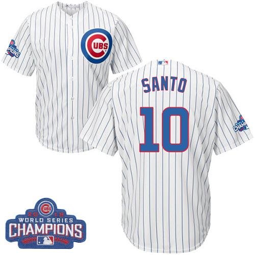 Cubs #10 Ron Santo White Home 2016 World Series Champions Stitched Youth MLB Jersey