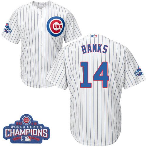 Cubs #14 Ernie Banks White Home 2016 World Series Champions Stitched Youth MLB Jersey