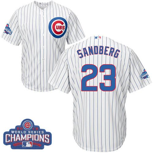 Cubs #23 Ryne Sandberg White Home 2016 World Series Champions Stitched Youth MLB Jersey
