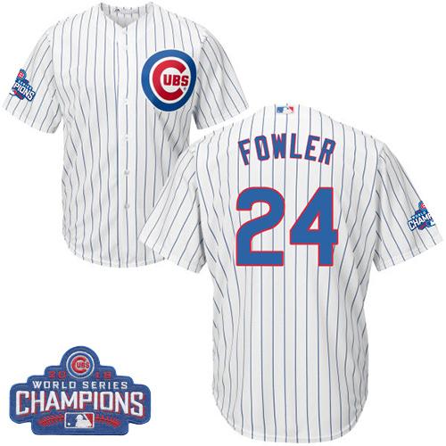 Cubs #24 Dexter Fowler White Home 2016 World Series Champions Stitched Youth MLB Jersey
