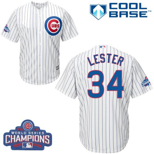 Cubs #34 Jon Lester White Home 2016 World Series Champions Stitched Youth MLB Jersey