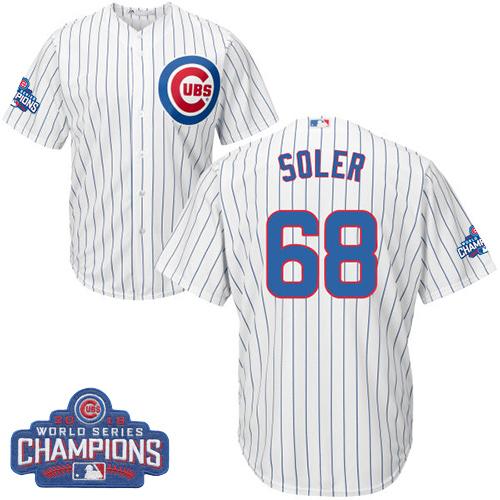 Cubs #68 Jorge Soler White Home 2016 World Series Champions Stitched Youth MLB Jersey