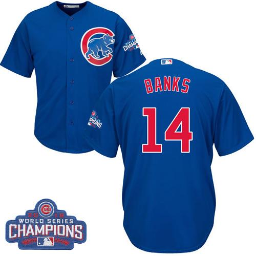 Cubs #14 Ernie Banks Blue Alternate 2016 World Series Champions Stitched Youth MLB Jersey