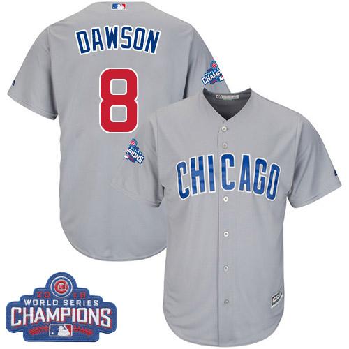 Cubs #8 Andre Dawson Grey Road 2016 World Series Champions Stitched Youth MLB Jersey