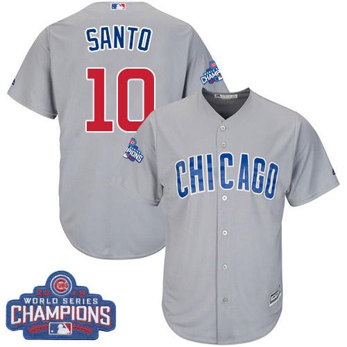 Cubs #10 Ron Santo Grey Road 2016 World Series Champions Stitched Youth MLB Jersey
