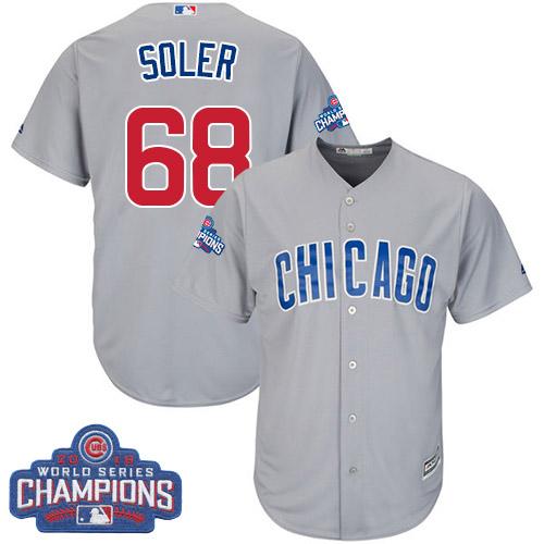Cubs #68 Jorge Soler Grey Road 2016 World Series Champions Stitched Youth MLB Jersey
