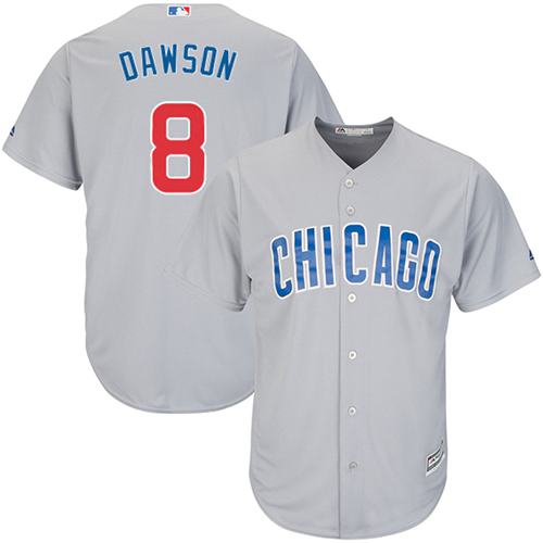 Cubs #8 Andre Dawson Grey Road Stitched Youth MLB Jersey