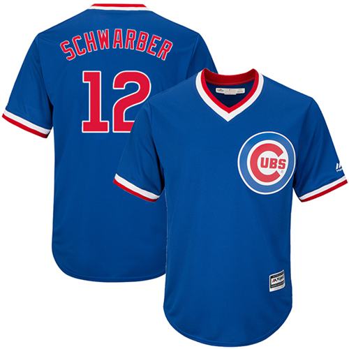 Cubs #12 Kyle Schwarber Blue Cooperstown Stitched Youth MLB Jersey
