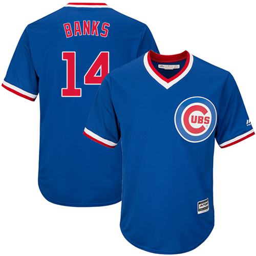 Cubs #14 Ernie Banks Blue Cooperstown Stitched Youth MLB Jersey