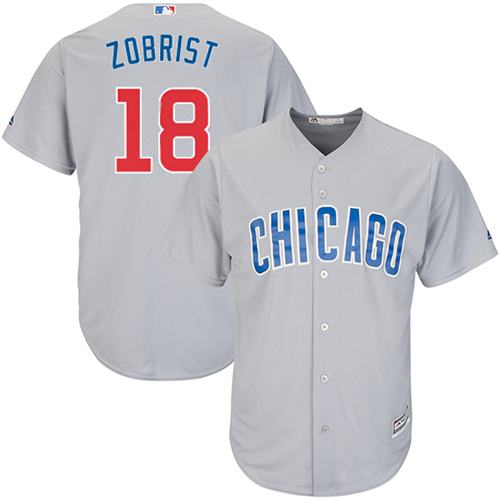 Cubs #18 Ben Zobrist Grey Road Stitched Youth MLB Jersey